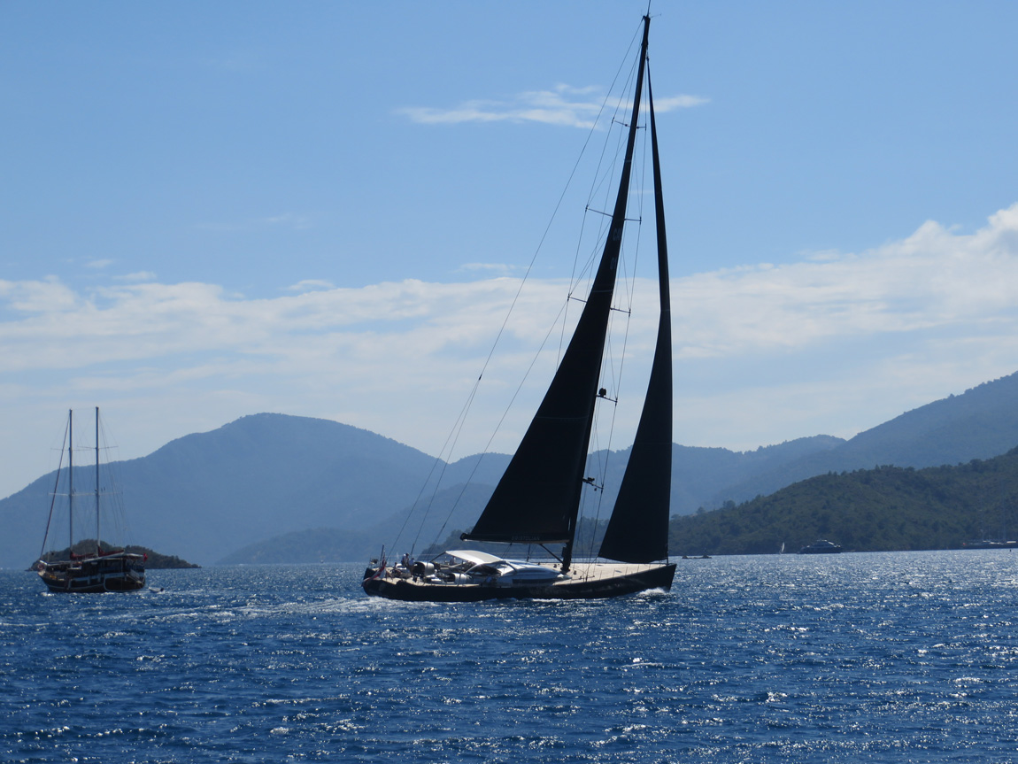 black sailboat