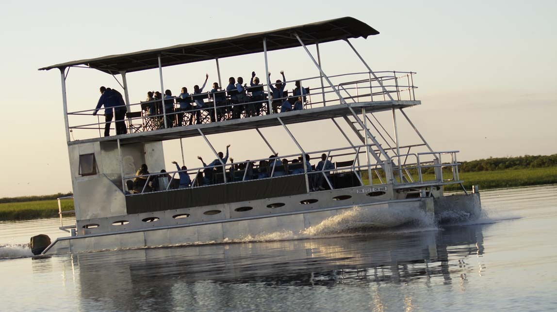 school children on boat